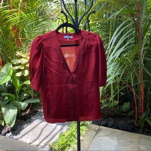 Frame - Olivia Silk Blouse in Lipstick - L